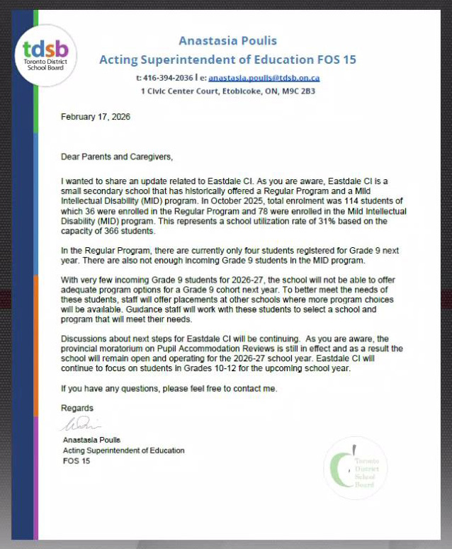 TDSB cuts Gr. 9 at second Toronto school serving students with disabilities
